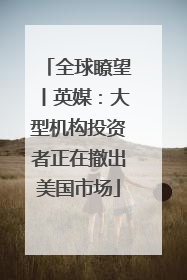 全球瞭望丨英媒：大型机构投资者正在撤出美国市场